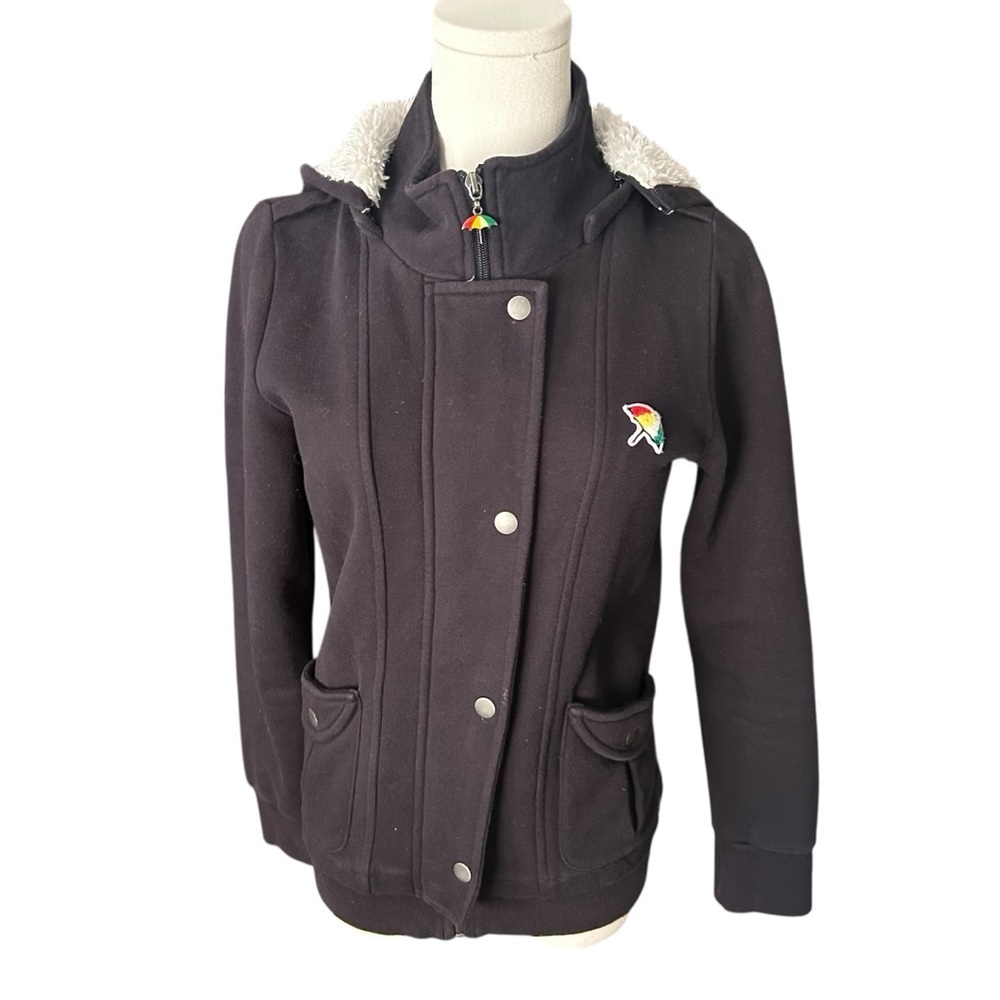Arnold Palmer Womens Vintage Black Casual Hoodie Golf Jacket Sz 38